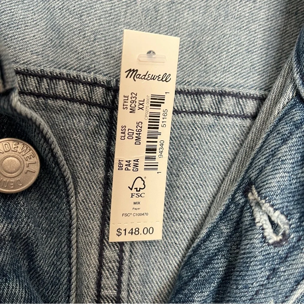 Madewell - Denim Relaxed Coverall Blue Glenroy Wash Jumpsuit Coveralls - XXL